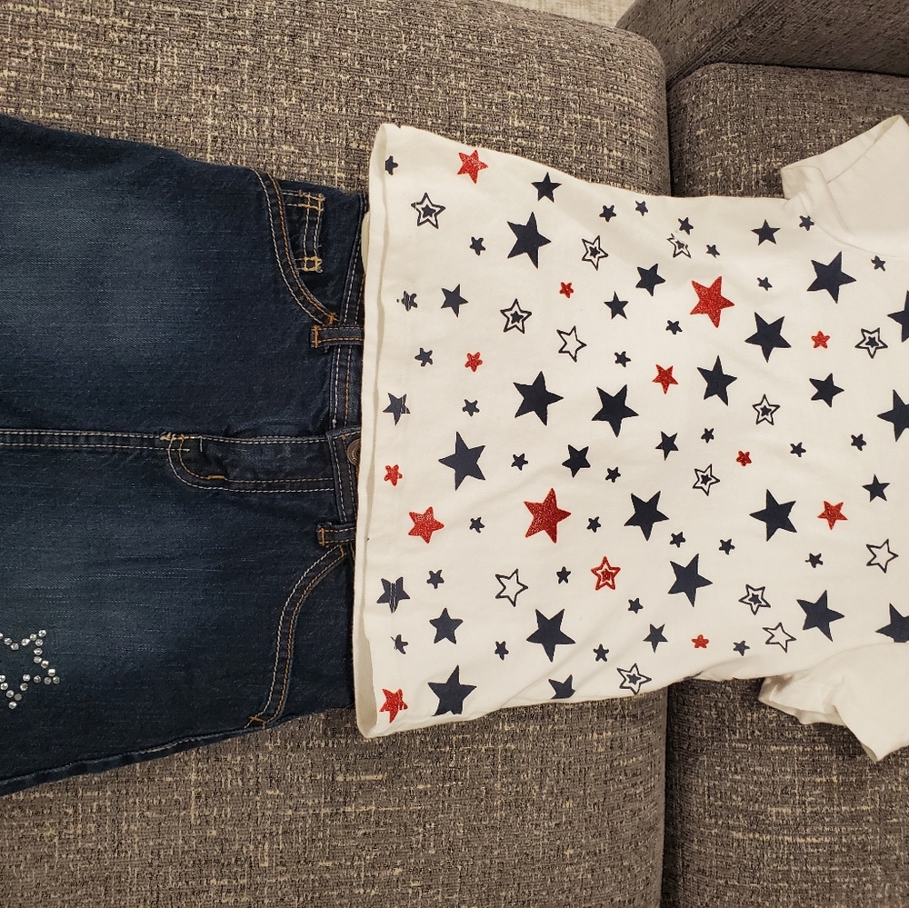 Crazy 8 skirt and tee set 4thbof July stars